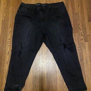 Lane Bryant Genius Fit Black Destructed Boyfriend Jeans 28W